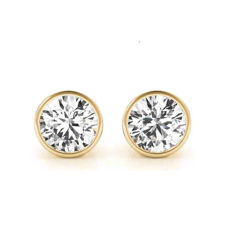 Lea-Round Bezel Cut Earrings