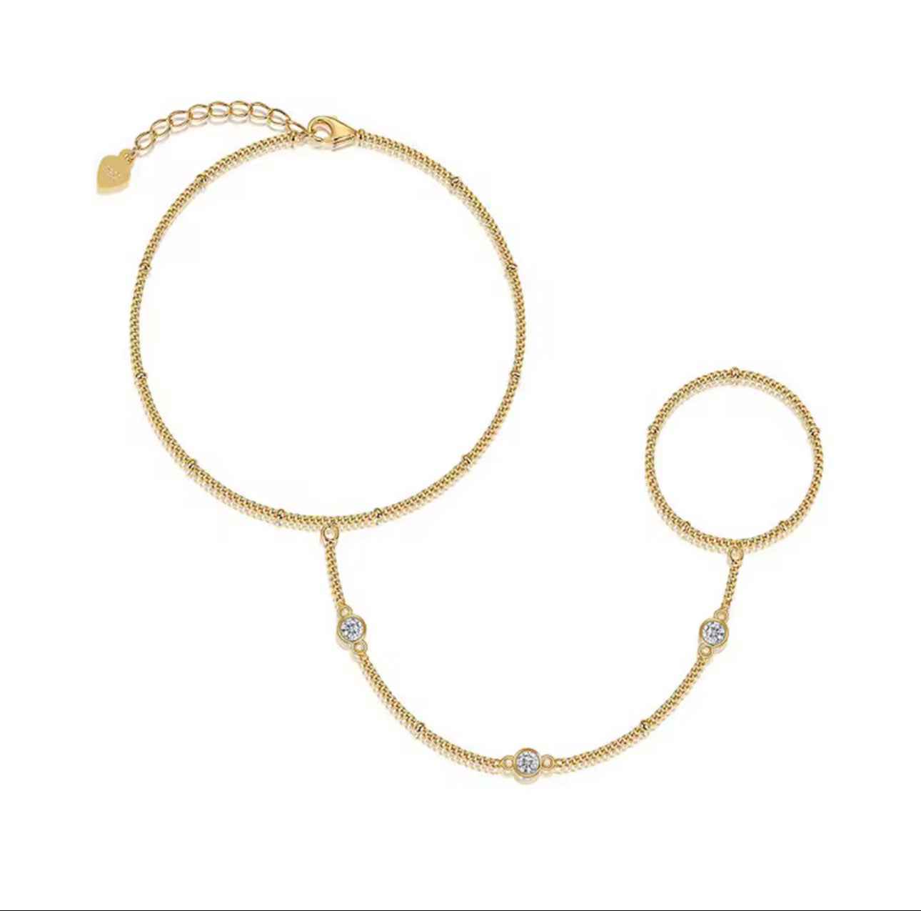 Silver Moissanite hand chain