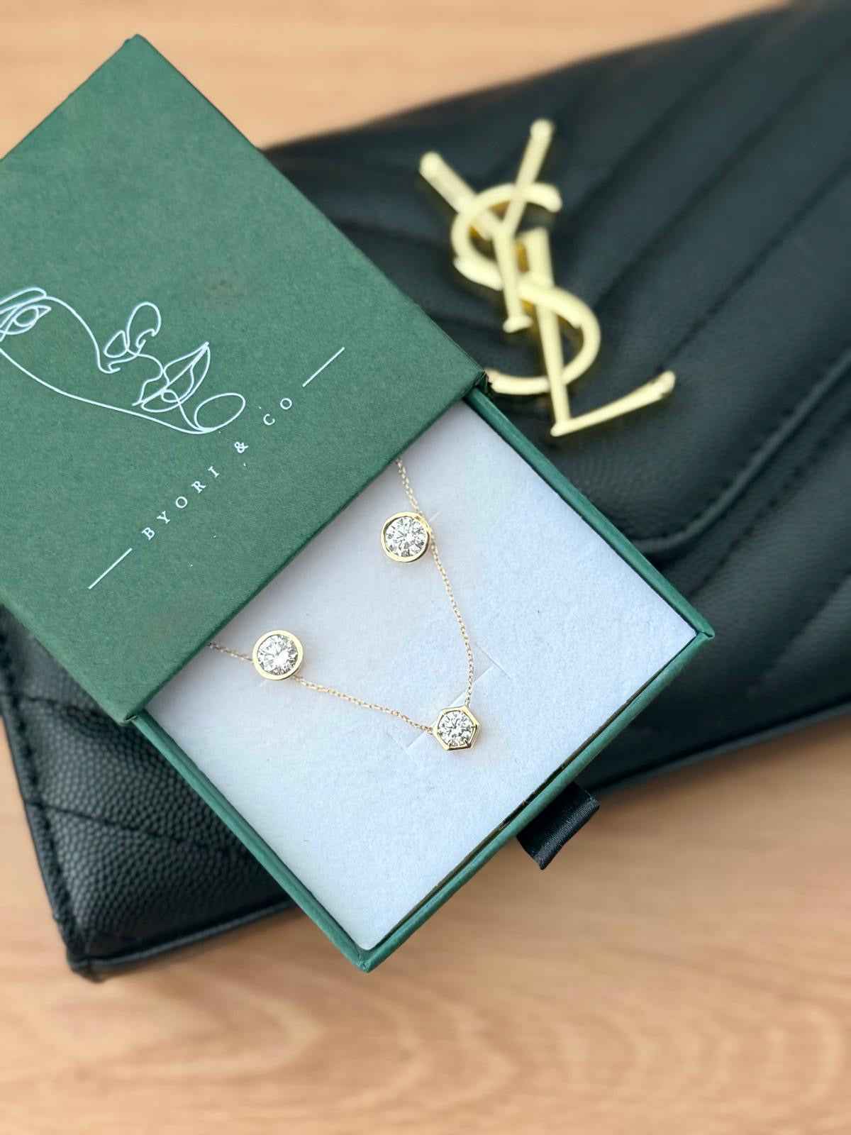 Lea-Round Bezel Cut Earrings